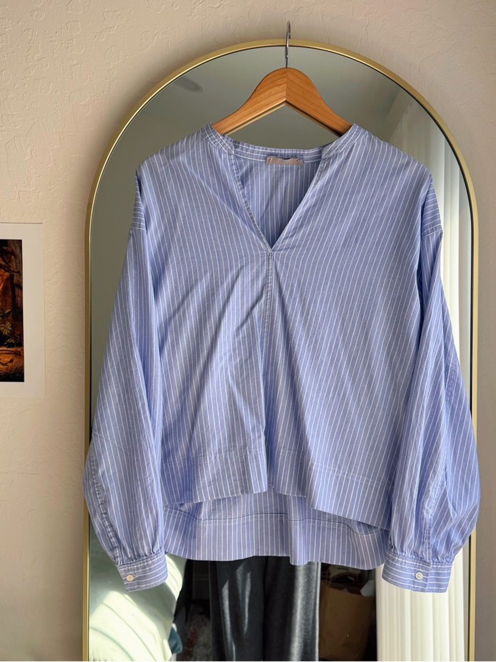 Everlane Split Neck Boxy Popover Blouse